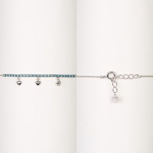 ADORNIA | Silver Turquoise Hanging Hearts Bracelet